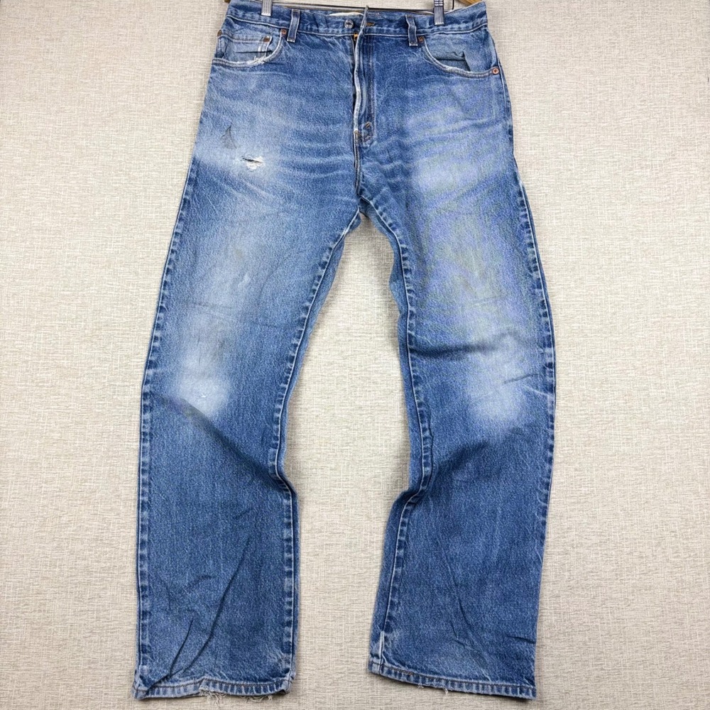 Vintage Levis 517 Mens 36x34 Bootcut Jeans Light Distress Festival Denim‎